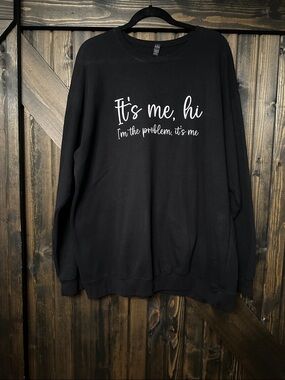 Black Graphic Crewneck Sweatshirt - It's Me, Hi